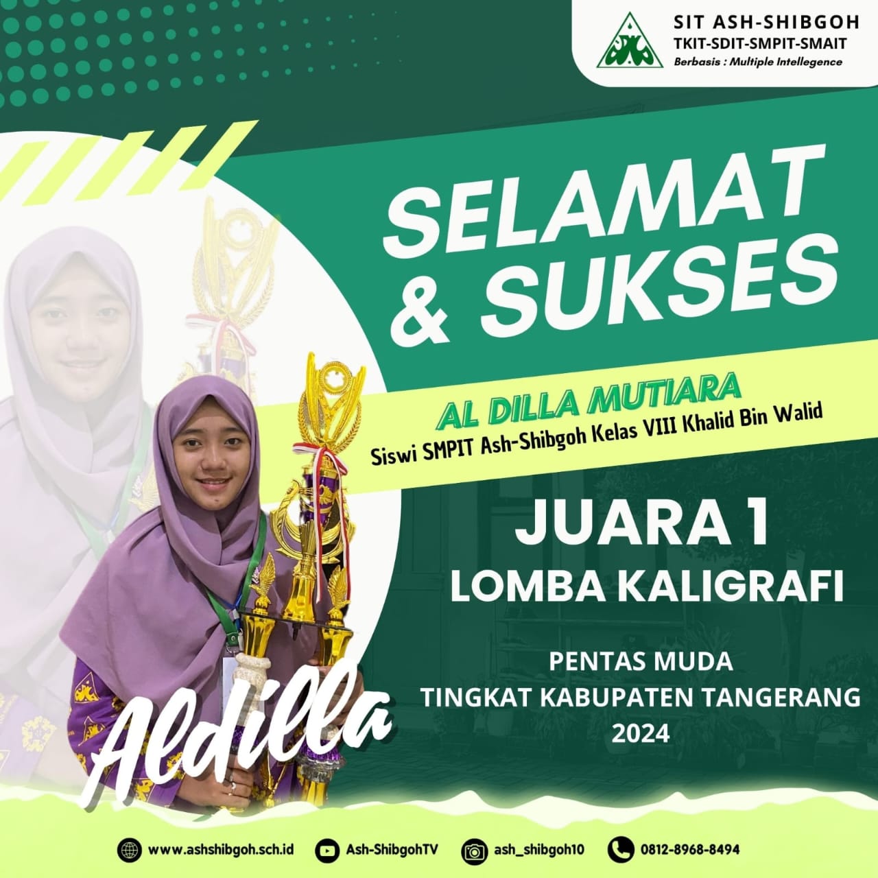 Siswa SMPIT Ash-Shibghoh Raih Juara 1 Lomba Kaligrafi Tingkat Kabupaten Tangerang Tahun 2024”
