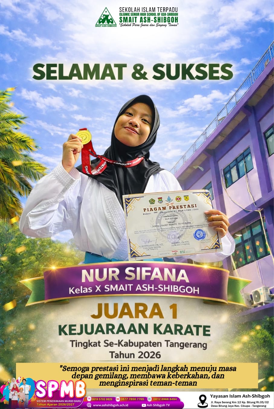 Sifana Kembali Raih Juara Pertama di Kejuaraan karate Antar Pelajar